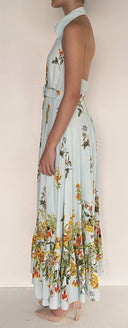 HALTER NECK MAXI DRESS WITH BUCKLE BELT