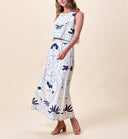 JULIET ANKLE SKIRT - LILIANA BLUE SURF PRINT